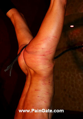 EXEPTIONAL HARD BULLWHIPPING OF A YOUNG FEMALE SUSPENDED UPSIDE DOWN